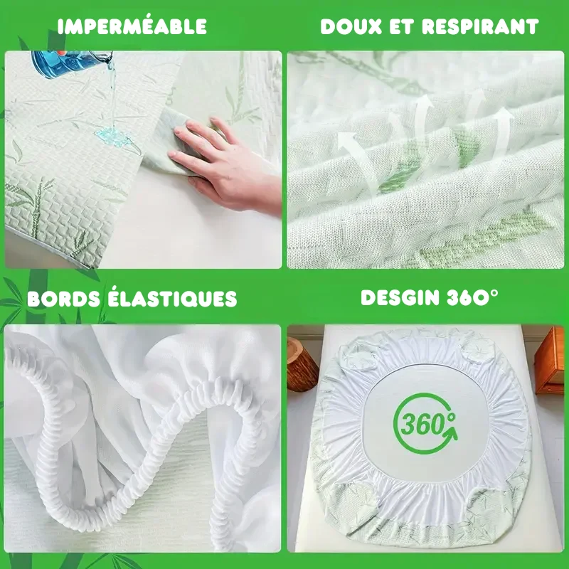 Housse de Matelas Bambou Imperméable et Rafraîchissante