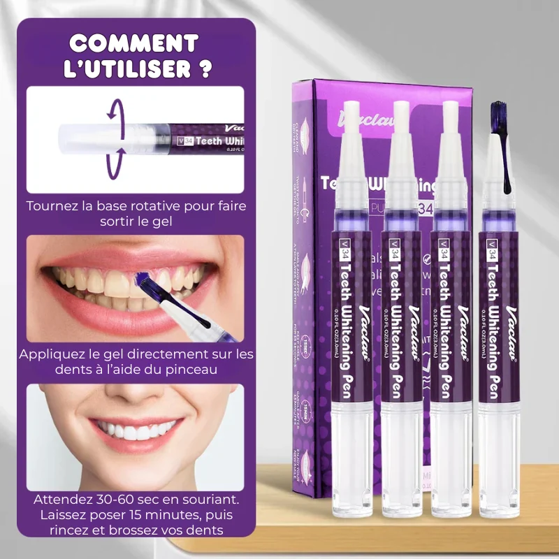 Stylo Magique Dents Blanches au Gel Violet - 2 ACHETÉS = 1 OFFERT