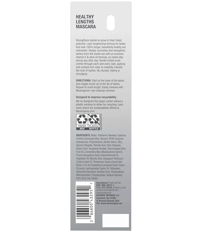Neutrogena Healthy Lengths Mascara, Strengthens, Lengthens, and Helps Lashes Grow w/ Exclusive Antioxidant Vitamin E and Olive Oil Formula - (Black 02) .21 oz