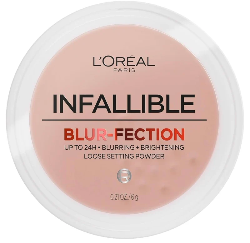 L'Oreal Paris Infallible Blur-fection Longwear Loose Setting Powder, Blurring Face Powder w/ Up to 24HRs of Wear - Deep Translucent (1 Kit)