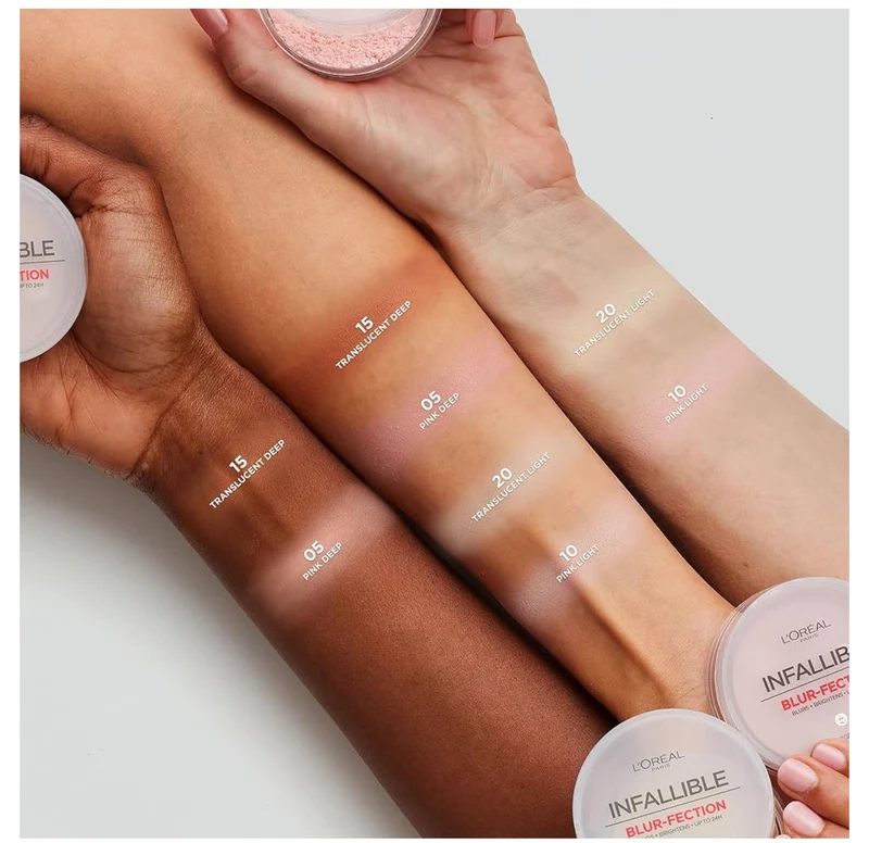 L'Oreal Paris Infallible Blur-fection Longwear Loose Setting Powder, Blurring Face Powder w/ Up to 24HRs of Wear - Deep Translucent (1 Kit)