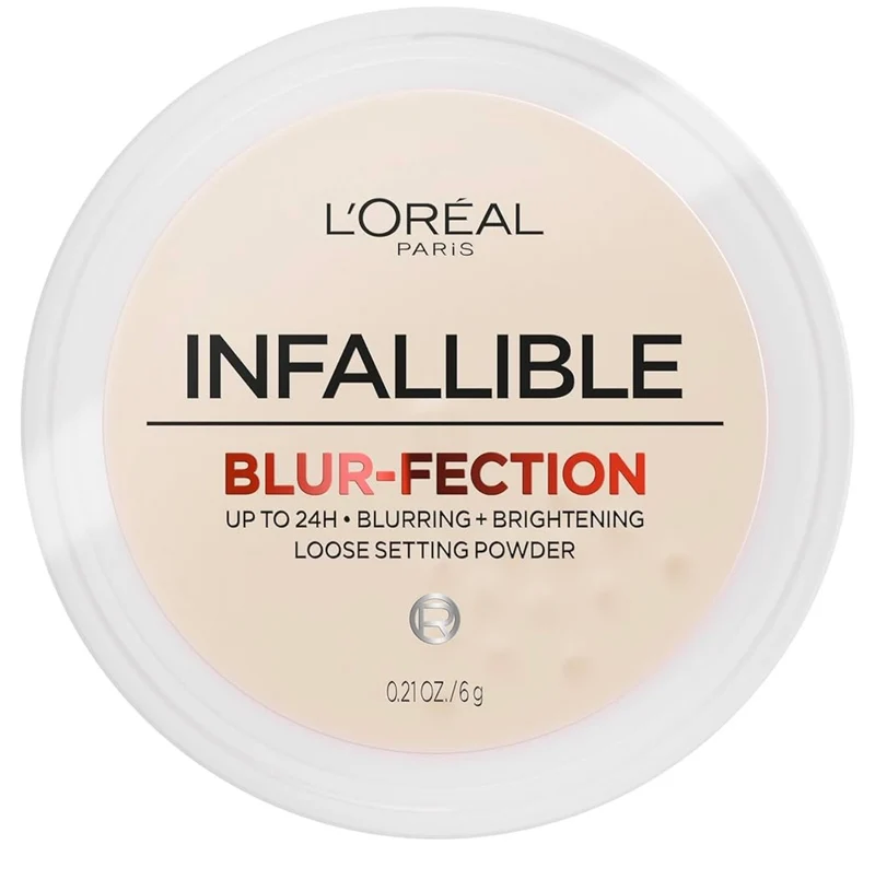 L'Oreal Paris Infallible Blur-fection Longwear Loose Setting Powder, Blurring Face Powder w/ Up to 24HRs of Wear - Translucent Light (1 Kit)