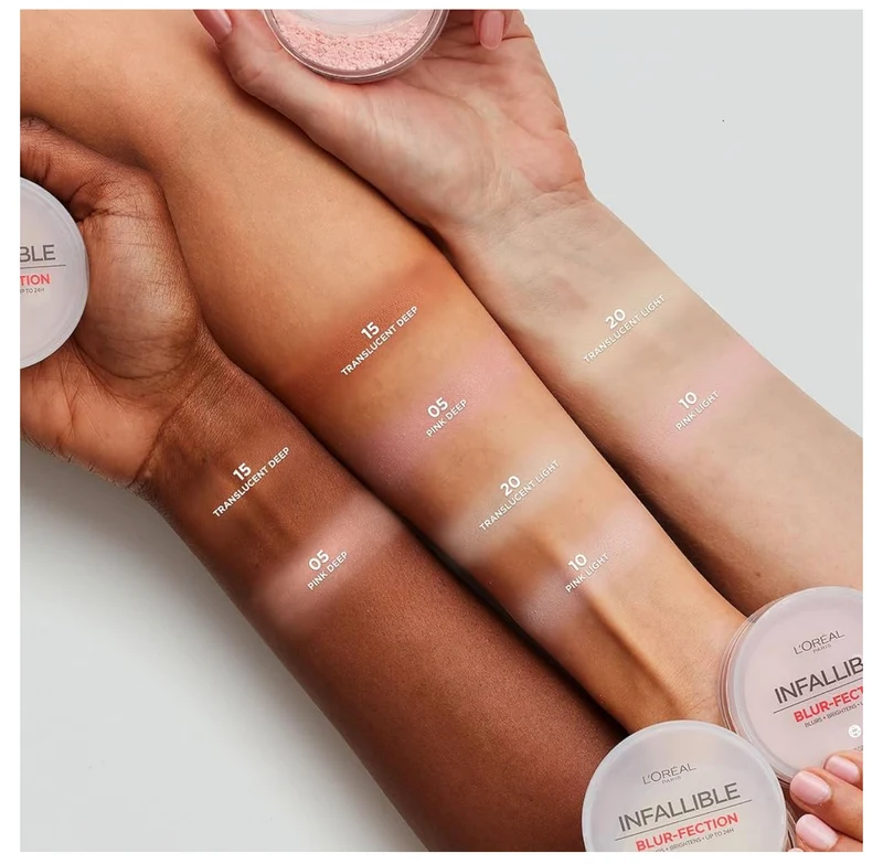 L'Oreal Paris Infallible Blur-fection Longwear Loose Setting Powder, Blurring Face Powder w/ Up to 24HRs of Wear - Translucent Light (1 Kit)