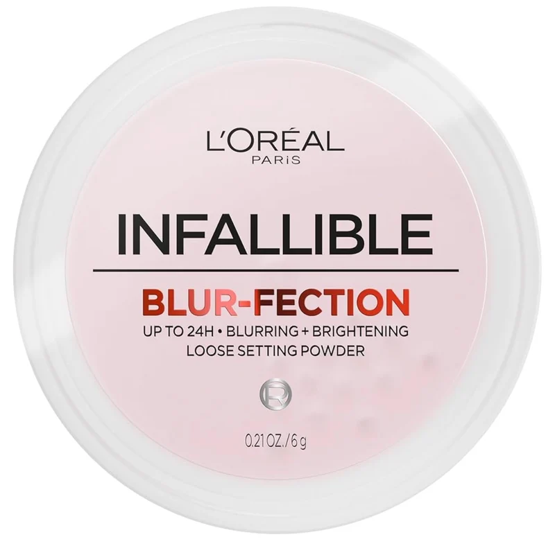 L'Oreal Paris Infallible Blur-fection Longwear Loose Setting Powder, Blurring Face Powder w/ Up to 24HRs of Wear - Brightening Light Pink (1 Kit)