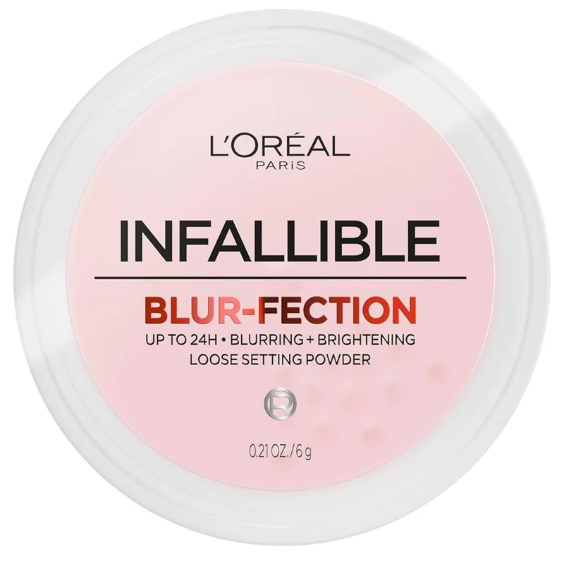 L'Oreal Paris Infallible Blur-fection Longwear Loose Setting Powder, Blurring Face Powder w/ Up to 24HRs of Wear - Brightening Deep Pink (1 Kit)