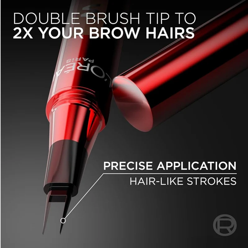 L’Oreal Paris Faux Brow, Hair-Like, Filling Eyebrow Pen w/ Double-Brush Tip, Fast & Precise - Soft Black