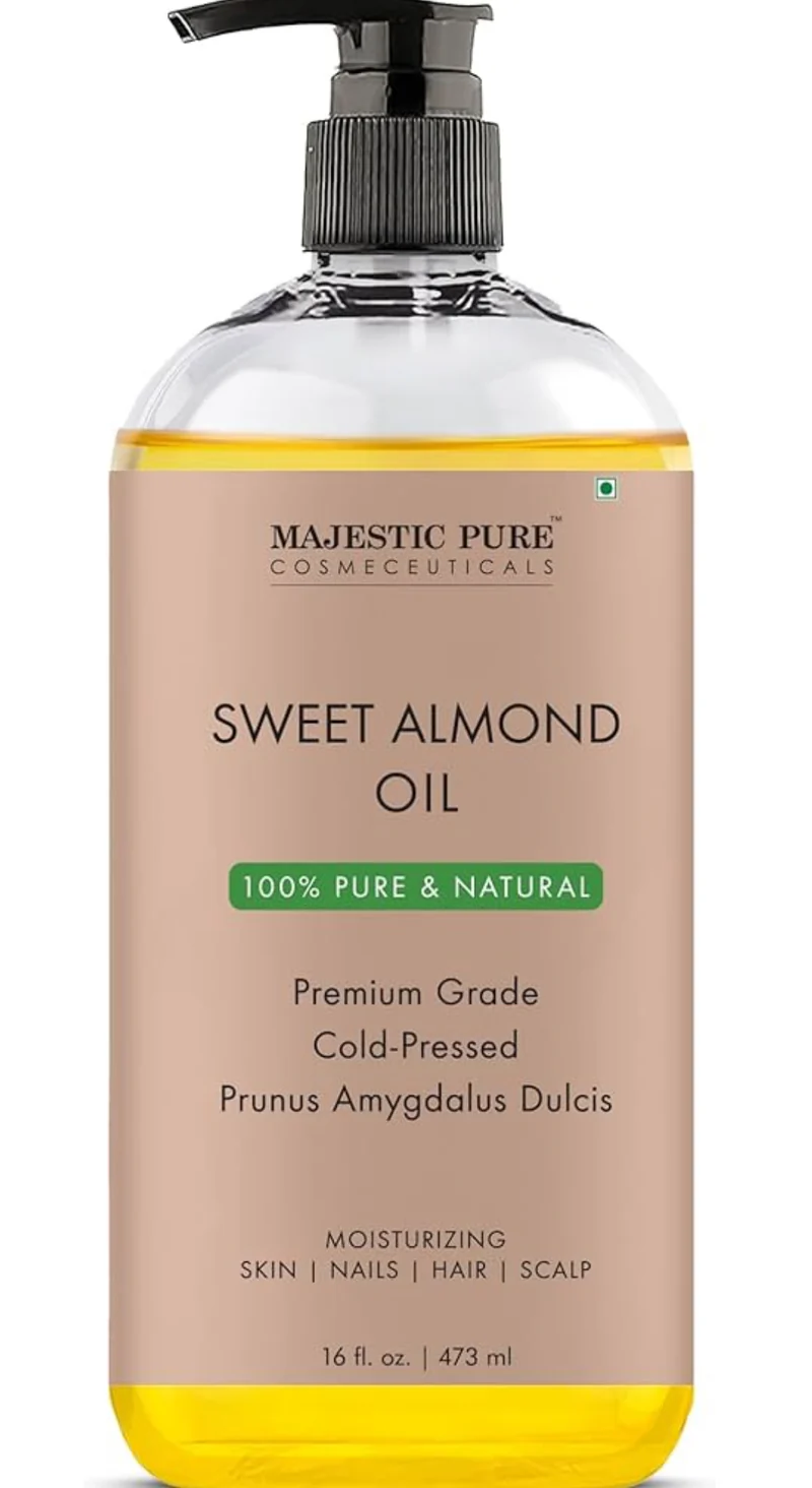 PURE Sweet Almond Oil, Triple A Grade Quality, Pure and Natural from Spain, Cold Pressed, (Packaging May Vary) - 16 fl. Oz