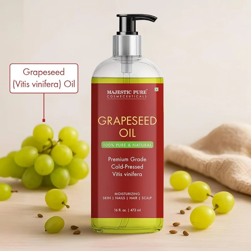 Pure Grapeseed Oil - 100% Pure & Natural - Premium Grade, Cold-Pressed, Hexane-Free Carrier Oil for Skin, Hair and Body - Moisturizing Skin, Hair and Scalp - 16 Fl Oz