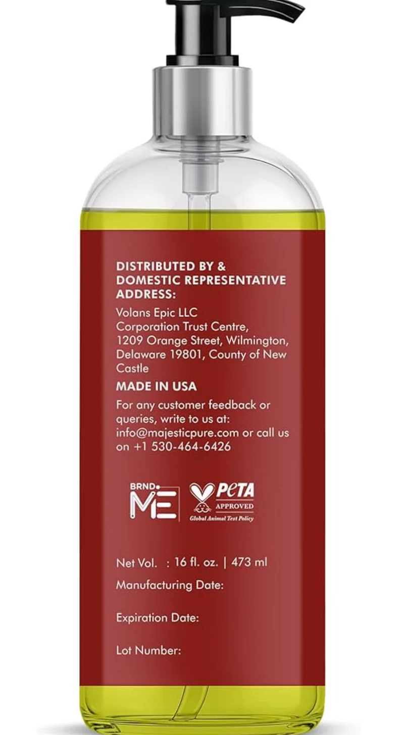 Pure Grapeseed Oil - 100% Pure & Natural - Premium Grade, Cold-Pressed, Hexane-Free Carrier Oil for Skin, Hair and Body - Moisturizing Skin, Hair and Scalp - 16 Fl Oz