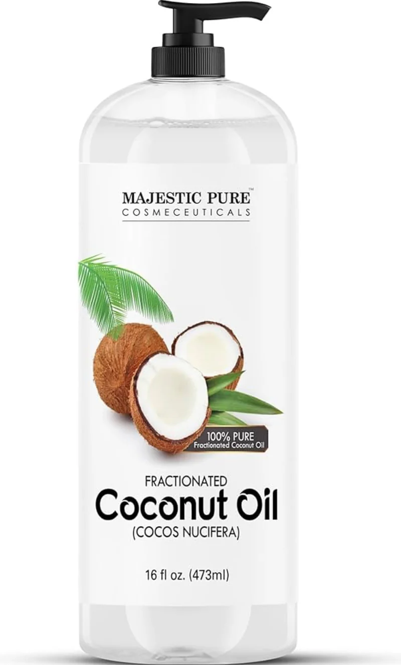 Pure Fractionated Coconut Oil – Lightweight Liquid Carrier Oil for Essential Oils, Massage, Skin, Hair & DIY Personal Care Applications -16 Fl Oz