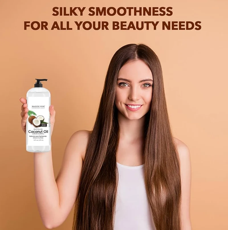 Pure Fractionated Coconut Oil – Lightweight Liquid Carrier Oil for Essential Oils, Massage, Skin, Hair & DIY Personal Care Applications -16 Fl Oz