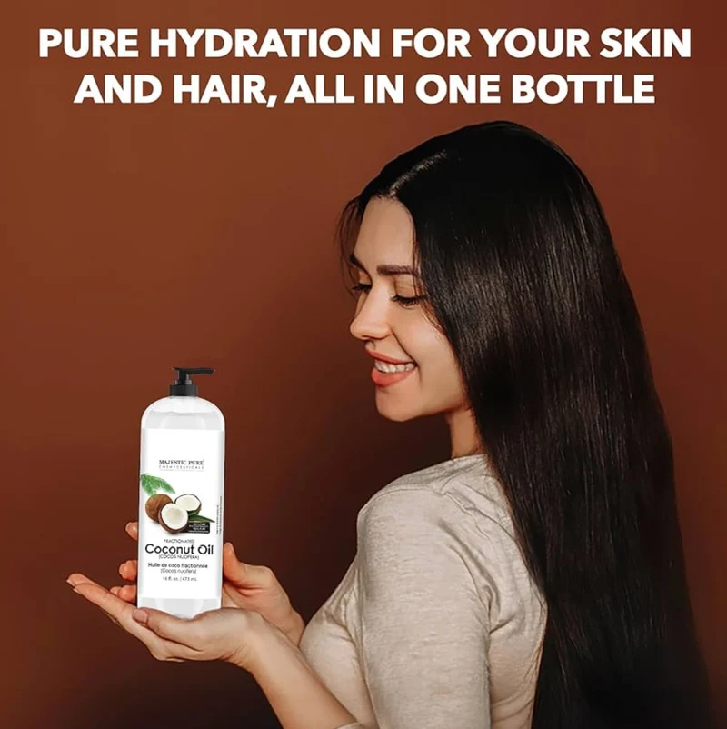 Pure Fractionated Coconut Oil – Lightweight Liquid Carrier Oil for Essential Oils, Massage, Skin, Hair & DIY Personal Care Applications -16 Fl Oz