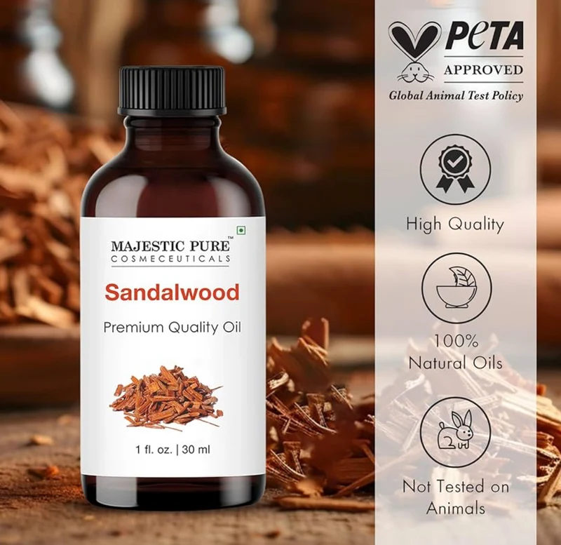 Pure Essential Oil with Glass Dropper - 100% Pure and Natural - Essential Oils for Diffuser, Aromatherapy, Soap and Candle Making, Sandalwood Essential Oil, Sandalwood Oil, 1 Fl Oz