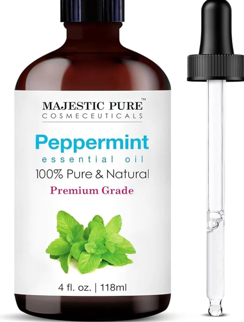 Pure Essential Oil with Glass Dropper - 100% Pure and Natural - Essential Oils for Diffuser, Aromatherapy, Soap and Candle Making, Peppermint Essential Oil, Peppermint Oil, 4 Fl Oz