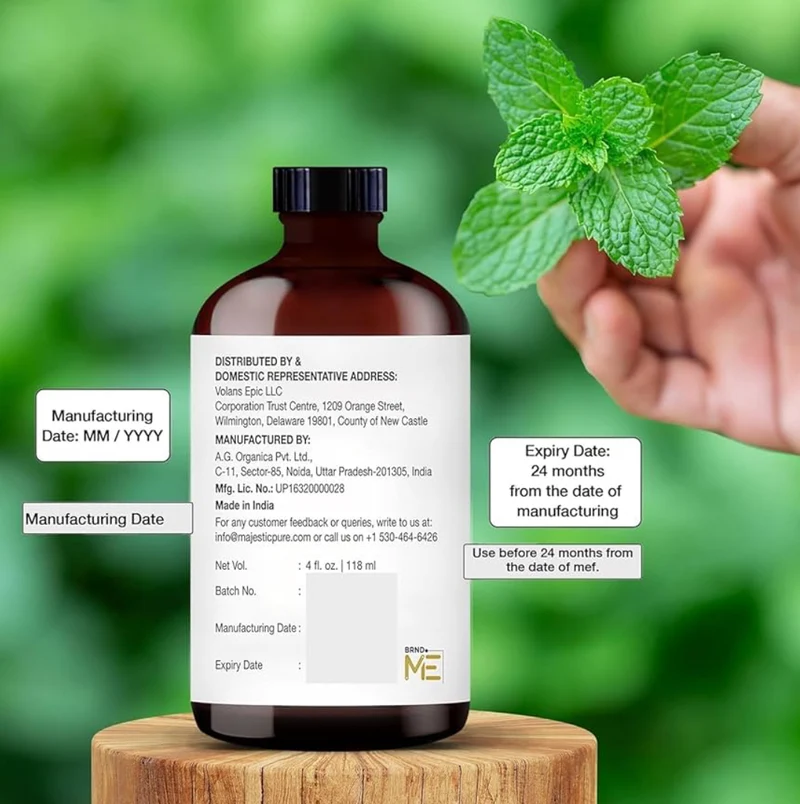 Pure Essential Oil with Glass Dropper - 100% Pure and Natural - Essential Oils for Diffuser, Aromatherapy, Soap and Candle Making, Peppermint Essential Oil, Peppermint Oil, 4 Fl Oz