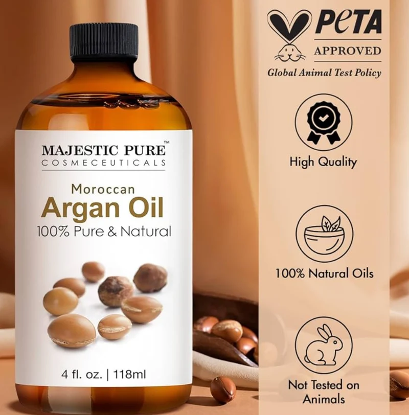 Pure Essential Oil with Glass Dropper - 100% Pure and Natural - Essential Oils for Diffuser, Aromatherapy, Soap and Candle Making, Moroccan Argan Essential Oil, Moroccan Argan Oil, 4 Fl Oz