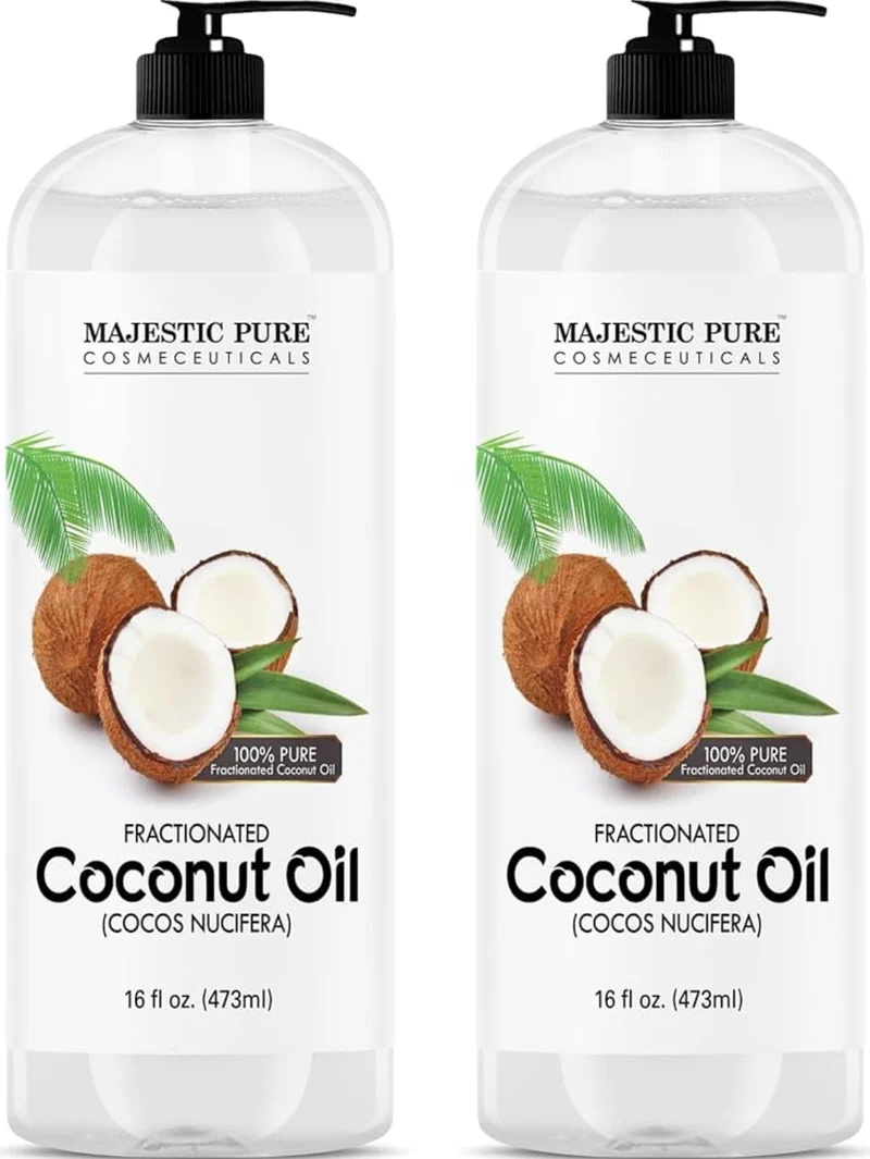 Pure Fractionated Coconut Oil - Relaxing Massage Oil, Liquid Carrier Oil for Diluting Essential Oils - Skin, Lip, Body & Hair Oil Moisturizer & Softener - 16 fl oz (Pack of 2)