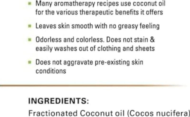 Pure Fractionated Coconut Oil - Relaxing Massage Oil, Liquid Carrier Oil for Diluting Essential Oils - Skin, Lip, Body & Hair Oil Moisturizer & Softener - 16 fl oz (Pack of 2)
