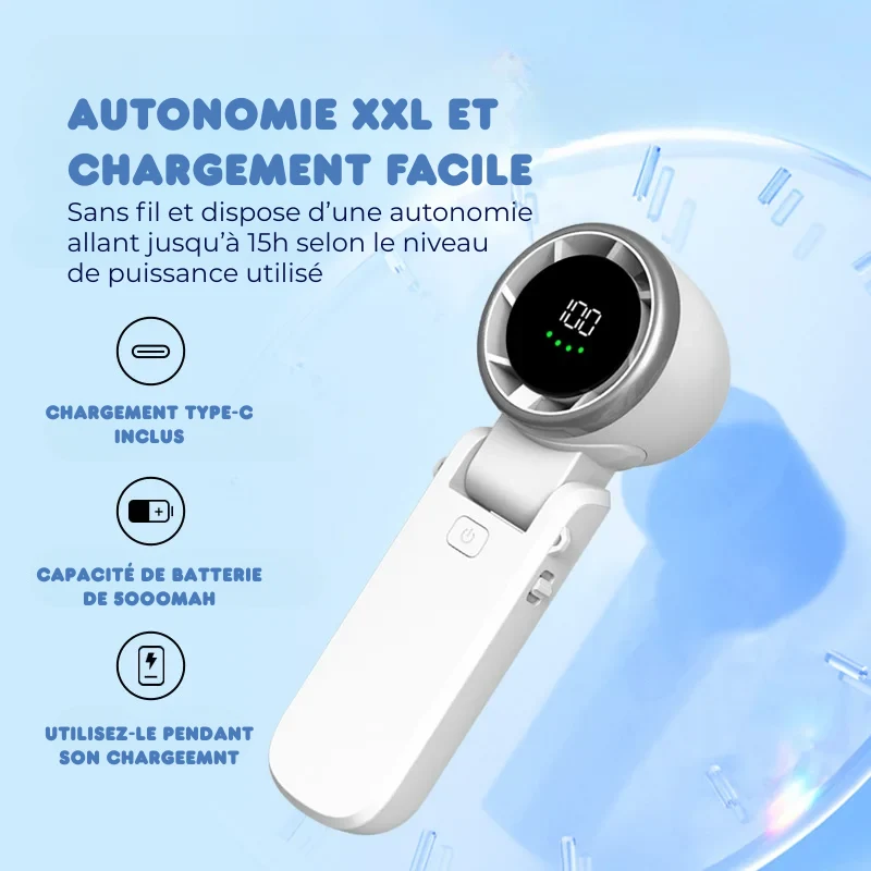 TurboBreeze Go - Ventilateur Sans Pales à Clip Rechargeable
