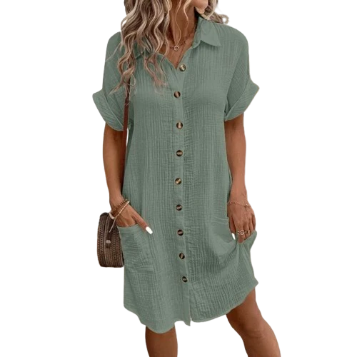 Robe Chemise Été Boutonnée en Coton