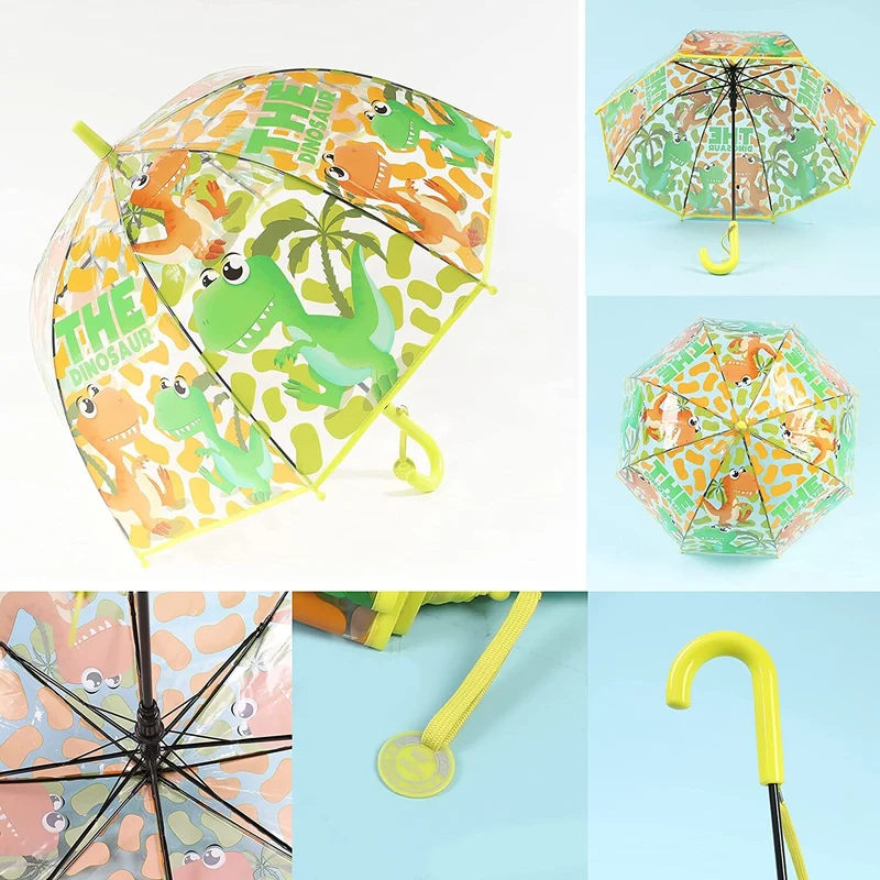 Kids Clear Transparent Umbrella Easy Grip Handle, Dome Bubble Kids Umbrella NEW