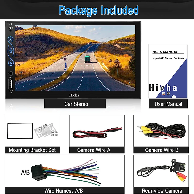 2-DIN 7" Bluetooth Car Play,Android Auto, MP5, Mirror Link, SWC, With A/V Input