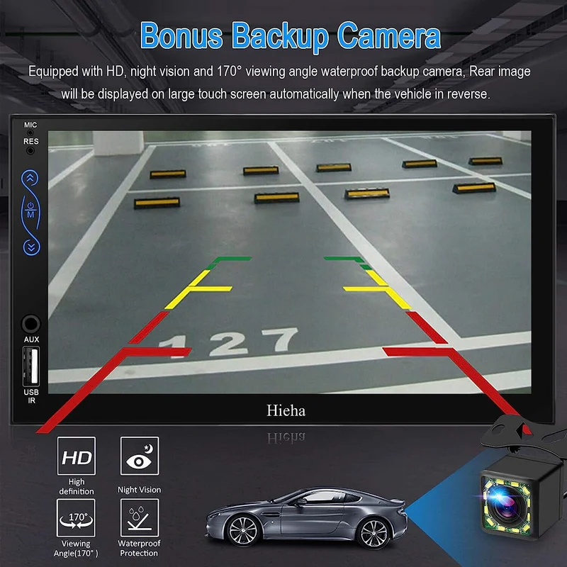 Car Play,Android Auto, MP5, Mirror Link, SWC, With A/V Input 2-DIN 7" Bluetooth