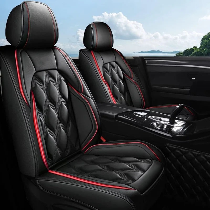 Universal Leather Car Seat Covers Front 2 Seats Cushion Cover Waterproof