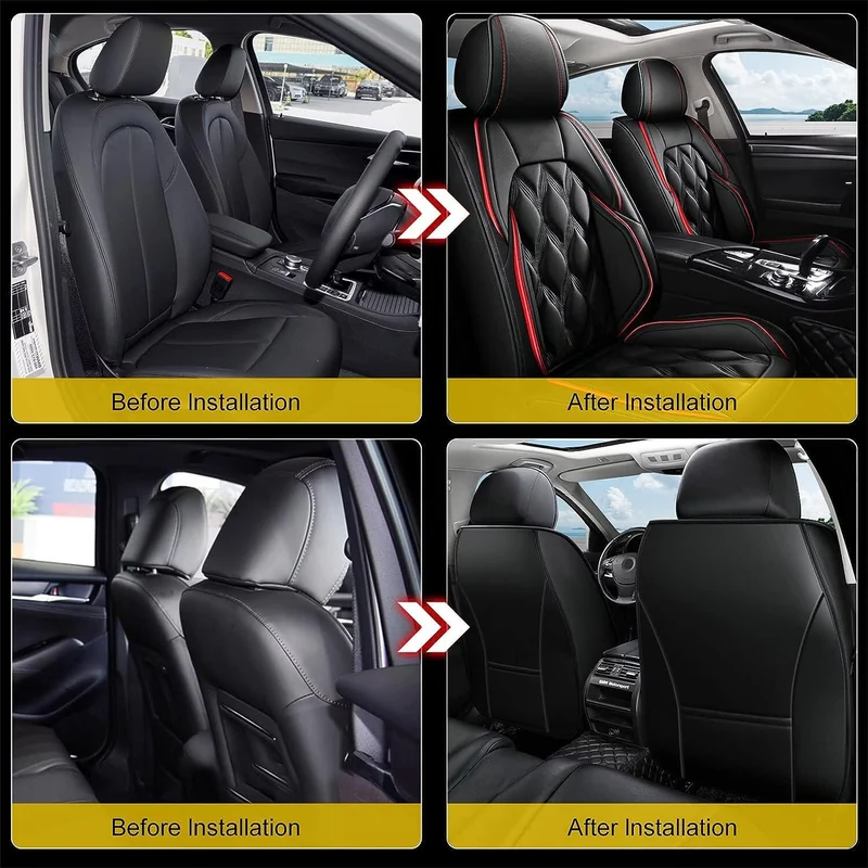 Universal Leather Car Seat Covers Front 2 Seats Cushion Cover Waterproof