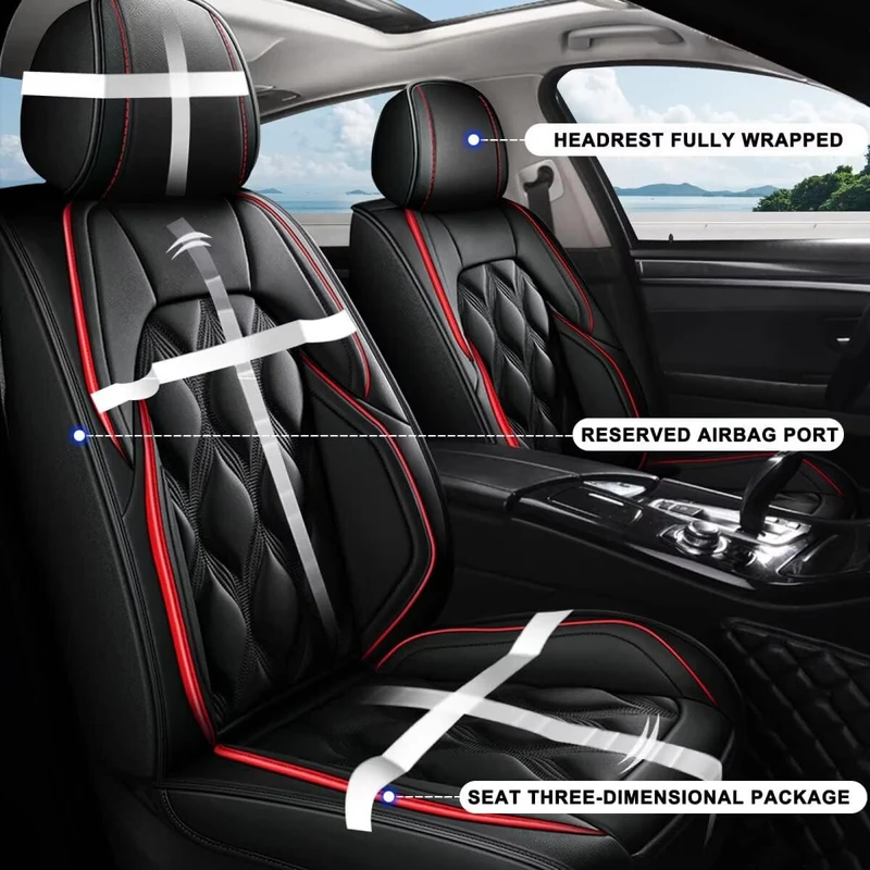 Universal Leather Car Seat Covers Front 2 Seats Cushion Cover Waterproof