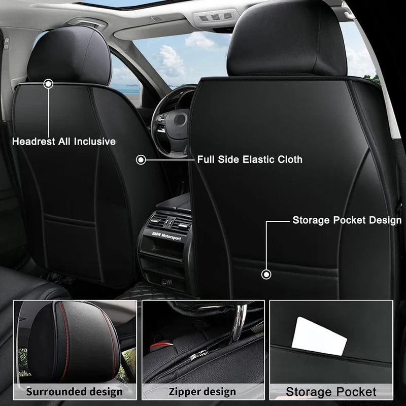 Universal Leather Car Seat Covers Front 2 Seats Cushion Cover Waterproof