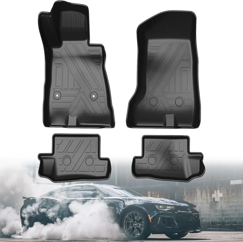Floor Mats Compatible with Chevrolet Camaro 2016-2024 All Models BLACK Premium