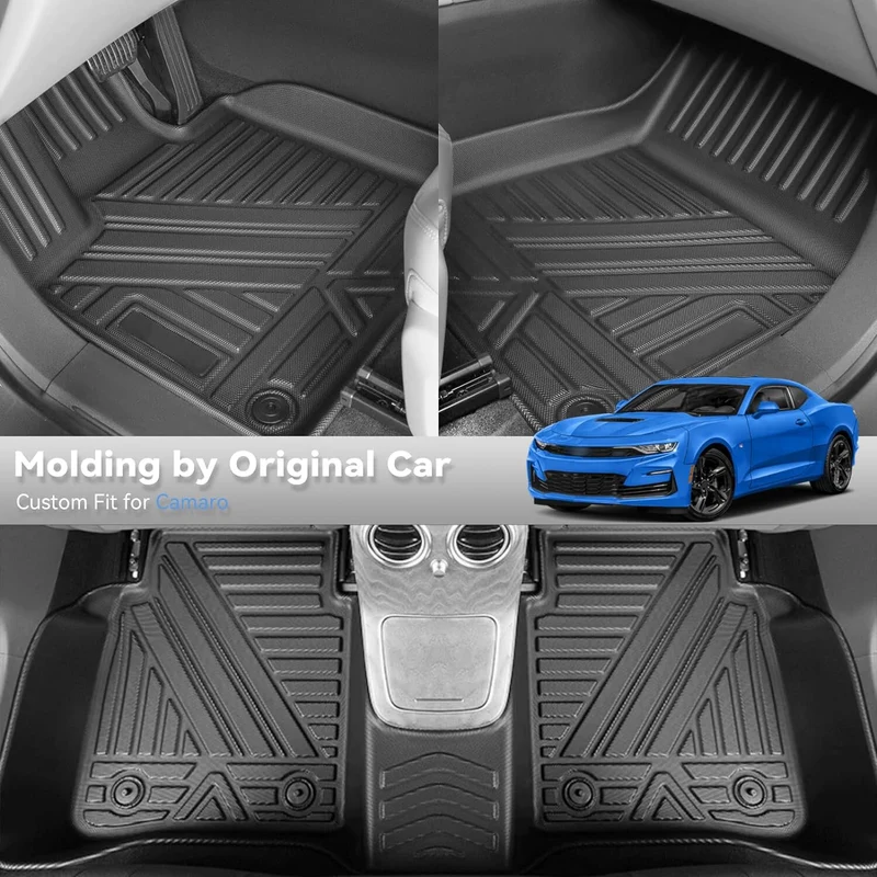 Floor Mats Compatible with Chevrolet Camaro 2016-2024 All Models BLACK Premium