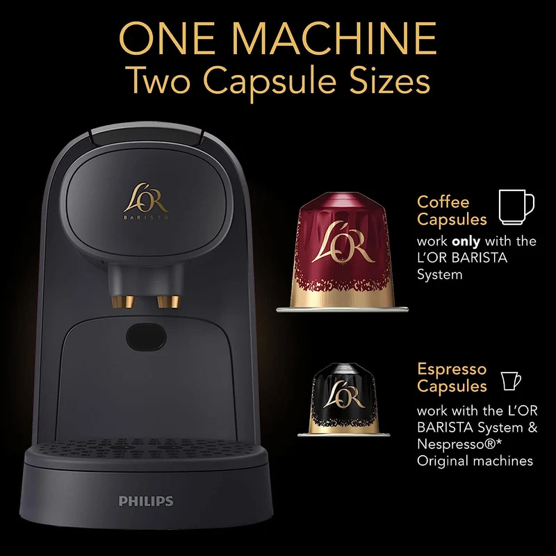 L'OR Barista System Luxury Coffee and Espresso Machine Combo by Philips - Black