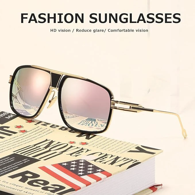 Sunglasses Men Women Unisex Goggle Alloy Big Frame Metal Punk Style Shield
