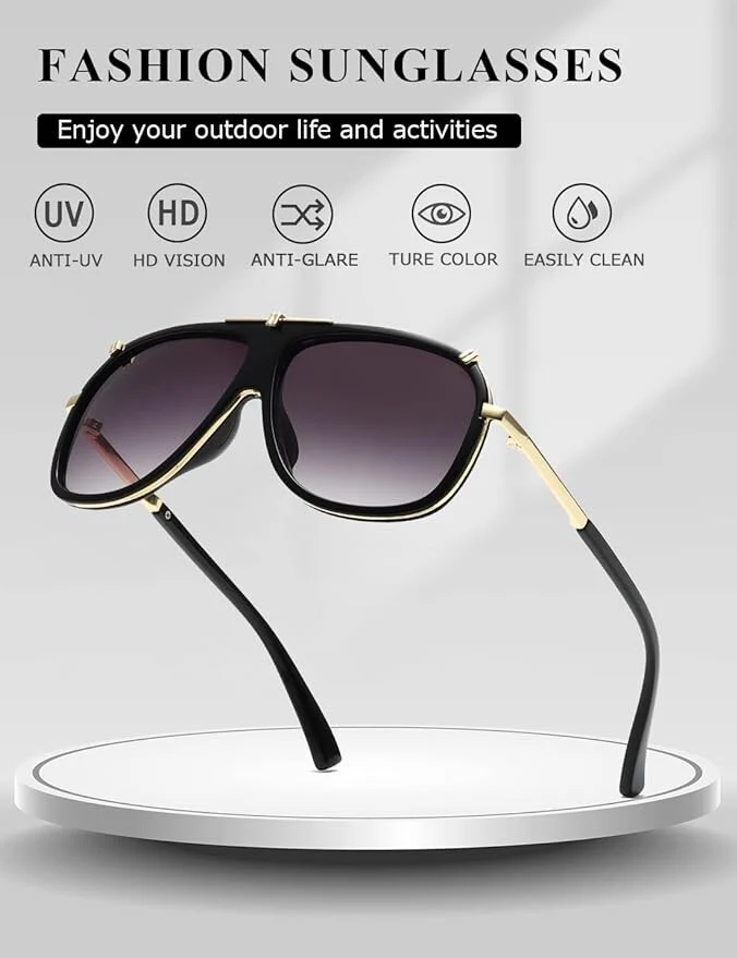 Sunglasses Men Women Unisex Goggle Alloy Big Frame Metal Punk Style Shield