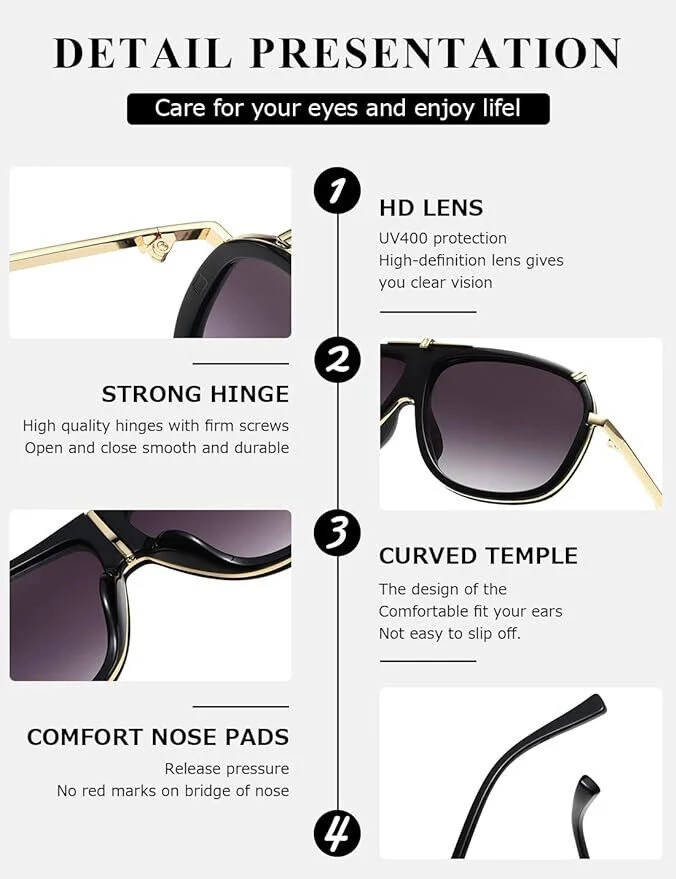 Sunglasses Men Women Unisex Goggle Alloy Big Frame Metal Punk Style Shield