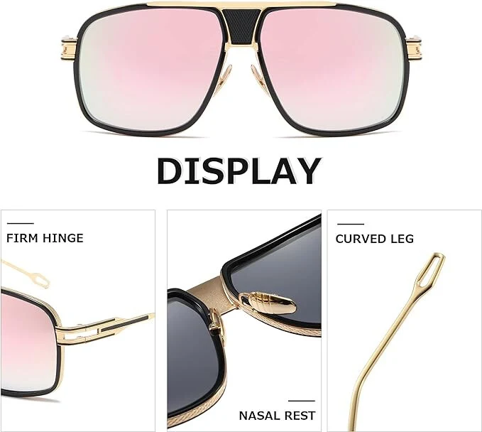Sunglasses Men Women Unisex Goggle Alloy Big Frame Metal Punk Style Shield