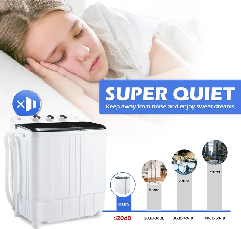 Portable Washing Machine 17.6Lbs Capacity Washer and Dryer Combo 2 In 1 Mini