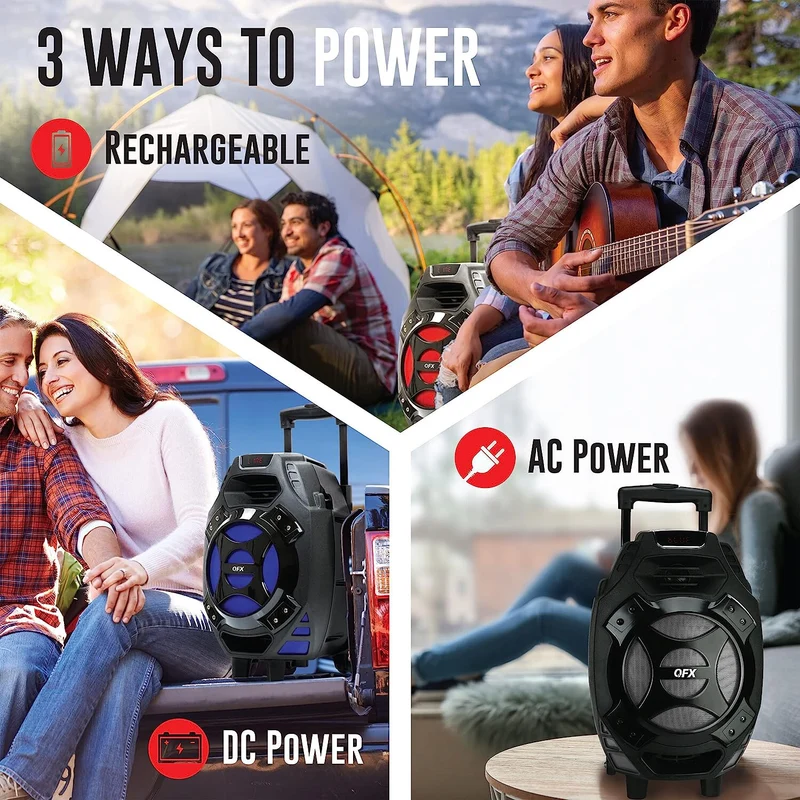 Rechargeable Portable Speaker | 8" Woofer | 2,600 Watts | Bluetooth, AUX - BLUE