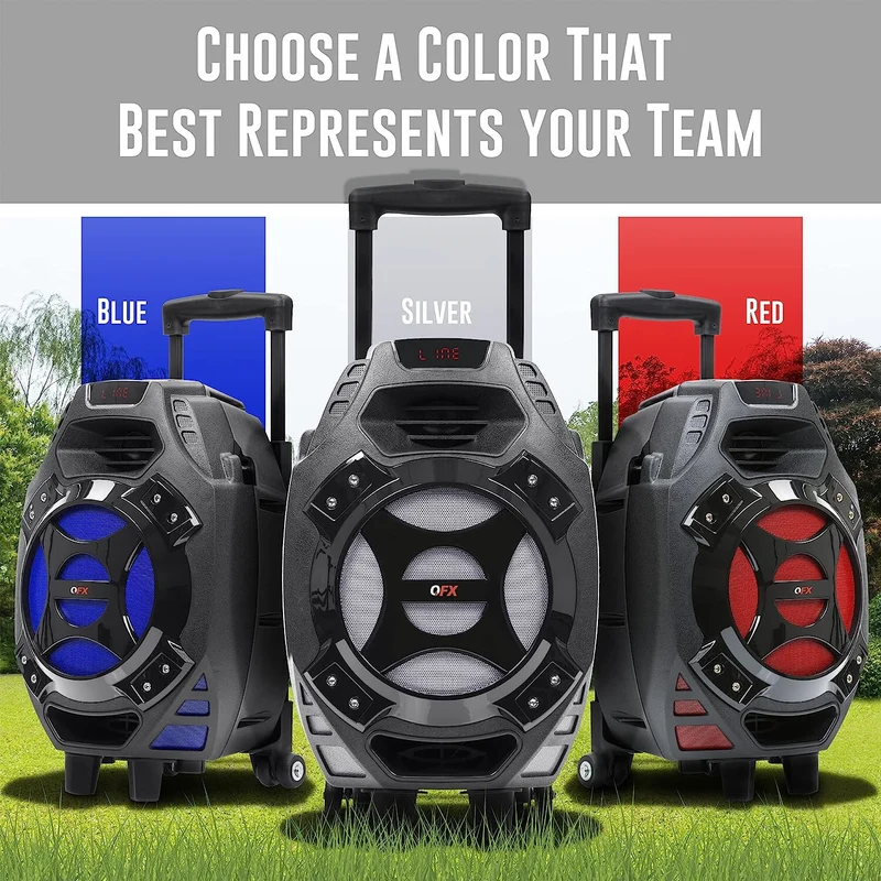 Rechargeable Portable Speaker | 8" Woofer | 2,600 Watts | Bluetooth, AUX -SILVER