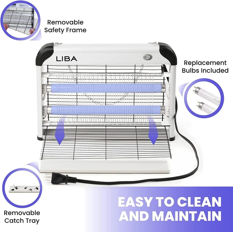 LiBa Electric Bug Zapper, Indoor Insect Killer - (2) Extra Replacement Bulbs