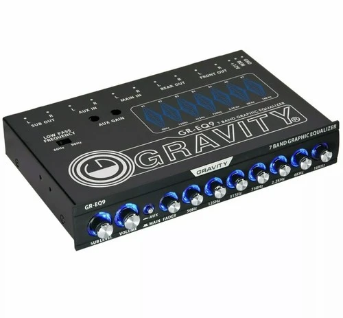 Gravity EQ9 1/2 Din 7 Band Car Audio Equalizer EQ w/ Front, Rear + Sub Output