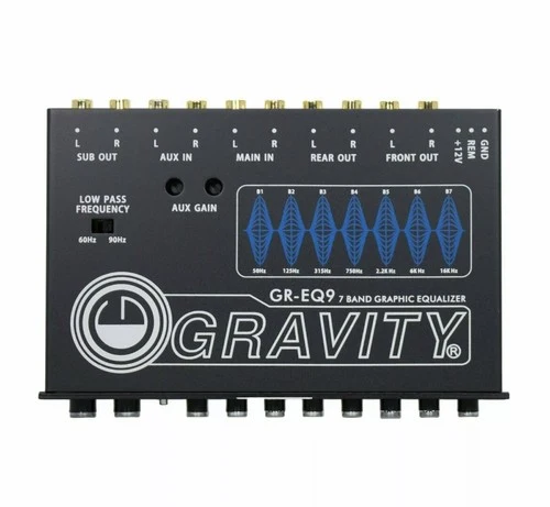 Gravity EQ9 1/2 Din 7 Band Car Audio Equalizer EQ w/ Front, Rear + Sub Output