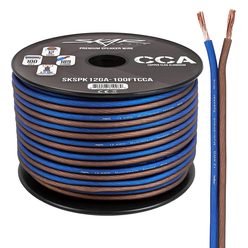 NEW Skar Audio 12 Gauge AWG Audio Speaker Wire - 100 Feet (Blue/Brown)
