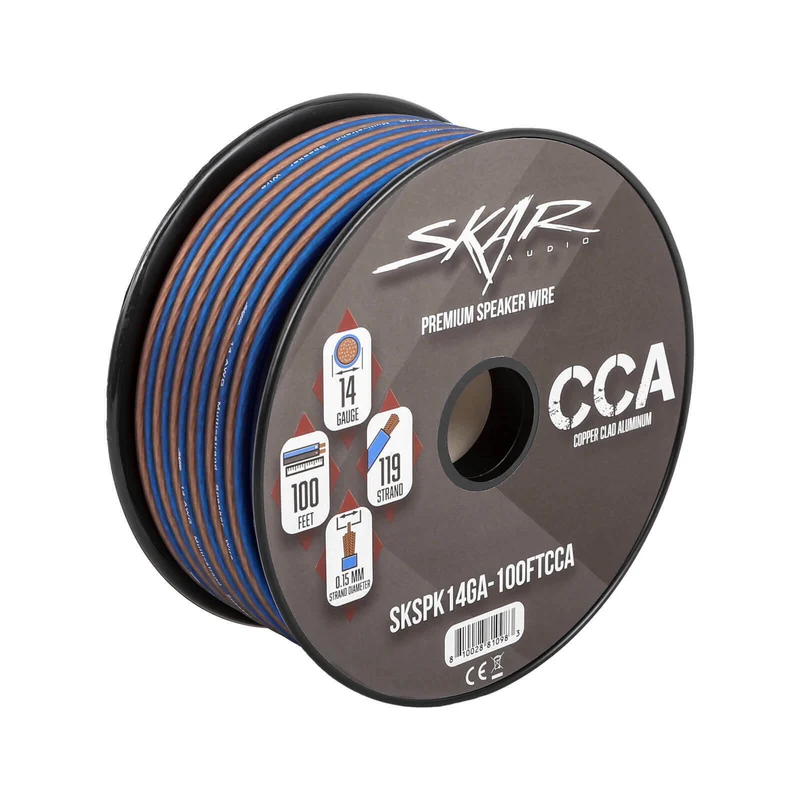 NEW Skar Audio 14 Gauge CCA Car Audio Speaker Wire - 100 Feet (Matte Brown/Blue)