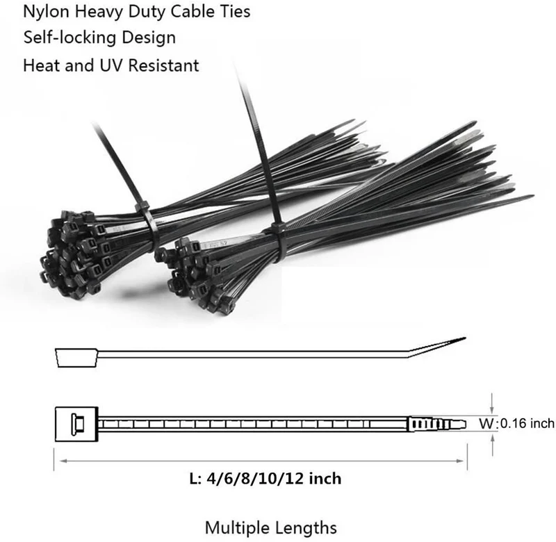 Width 0.16inch Cable Zip Ties,500 Packs Self-Locking 4+6+8+10+12-" Nylon Cable