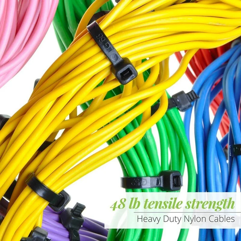 500 Packs Self-Locking Cable Zip Ties,4+6+8+10+12-" Width 0.16inch Nylon Cable
