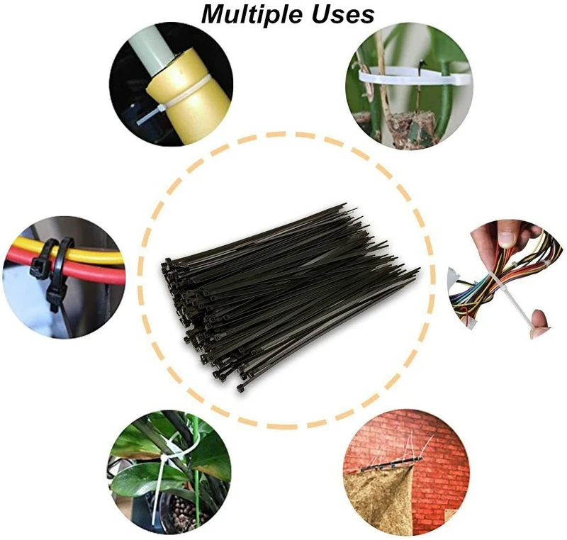 500 Packs Self-Locking Cable Zip Ties,4+6+8+10+12-" Width 0.16inch Nylon Cable