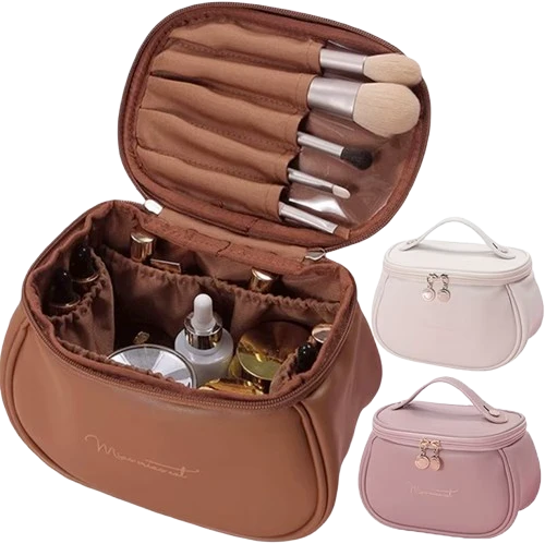 Trousse de Toilette en Cuir PU - Praticité & Grande Capacité
